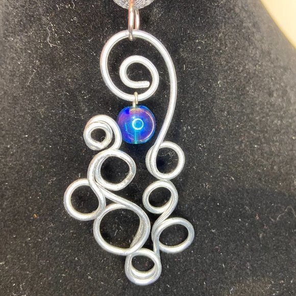 Stunning Hand Crafted Stainless Steel Pendant on Satin Cord or Blue Ribbon - Picture 9 of 9